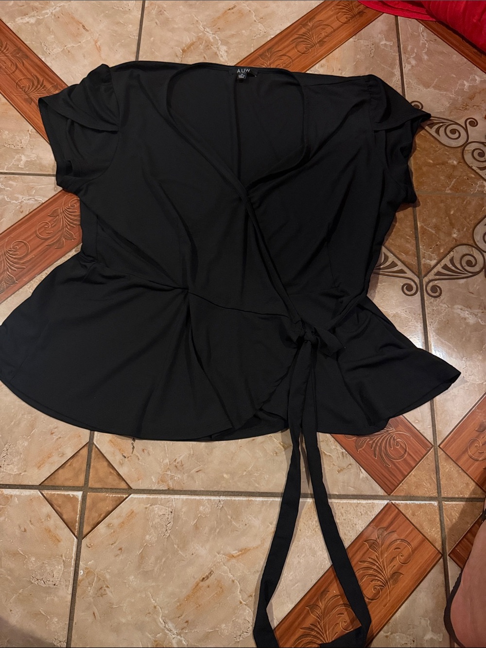 Black Wrap-Front Women’s Top - by A.W.